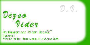 dezso vider business card